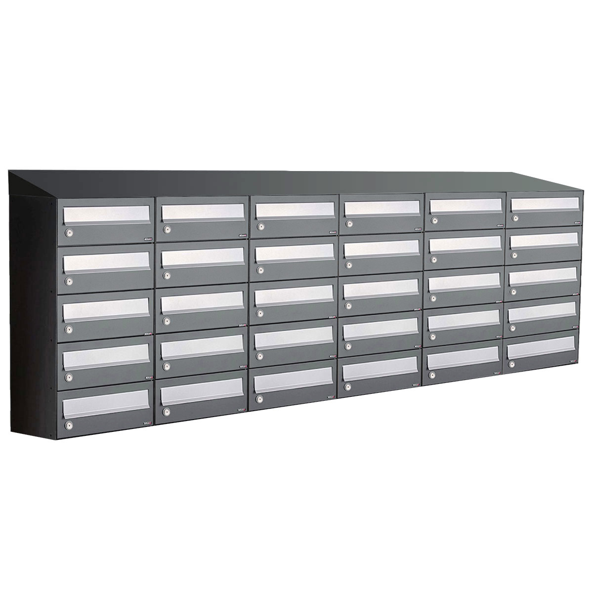 Postkastunit Hive set Antraciet 6-breed x 5-hoog met dak - 40030065_6x5d - Deurbeslag-en-meer.nl