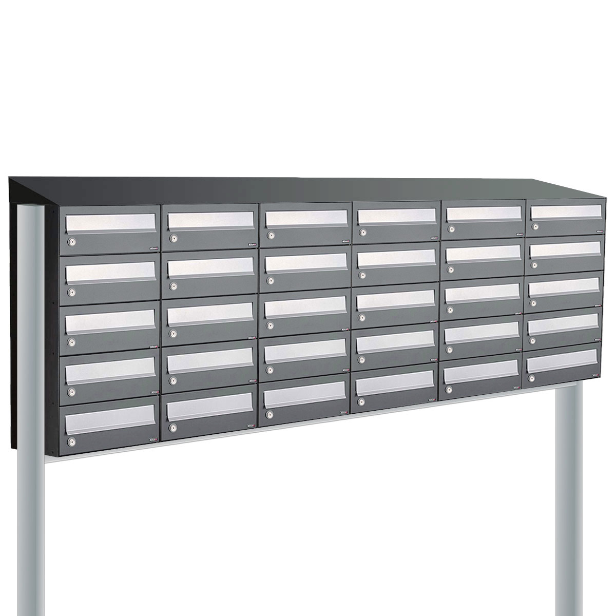 Postkastunit Hive set Antraciet 6-breed x 5-hoog met dak en statief - 40030065_6x5ds - Deurbeslag-en-meer.nl