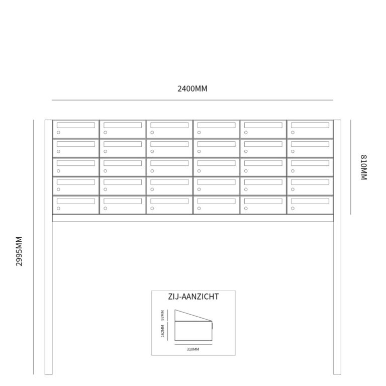 Postkastunit Hive set Antraciet 6-breed x 5-hoog met statief - 40030065_6x5s - Deurbeslag-en-meer.nl