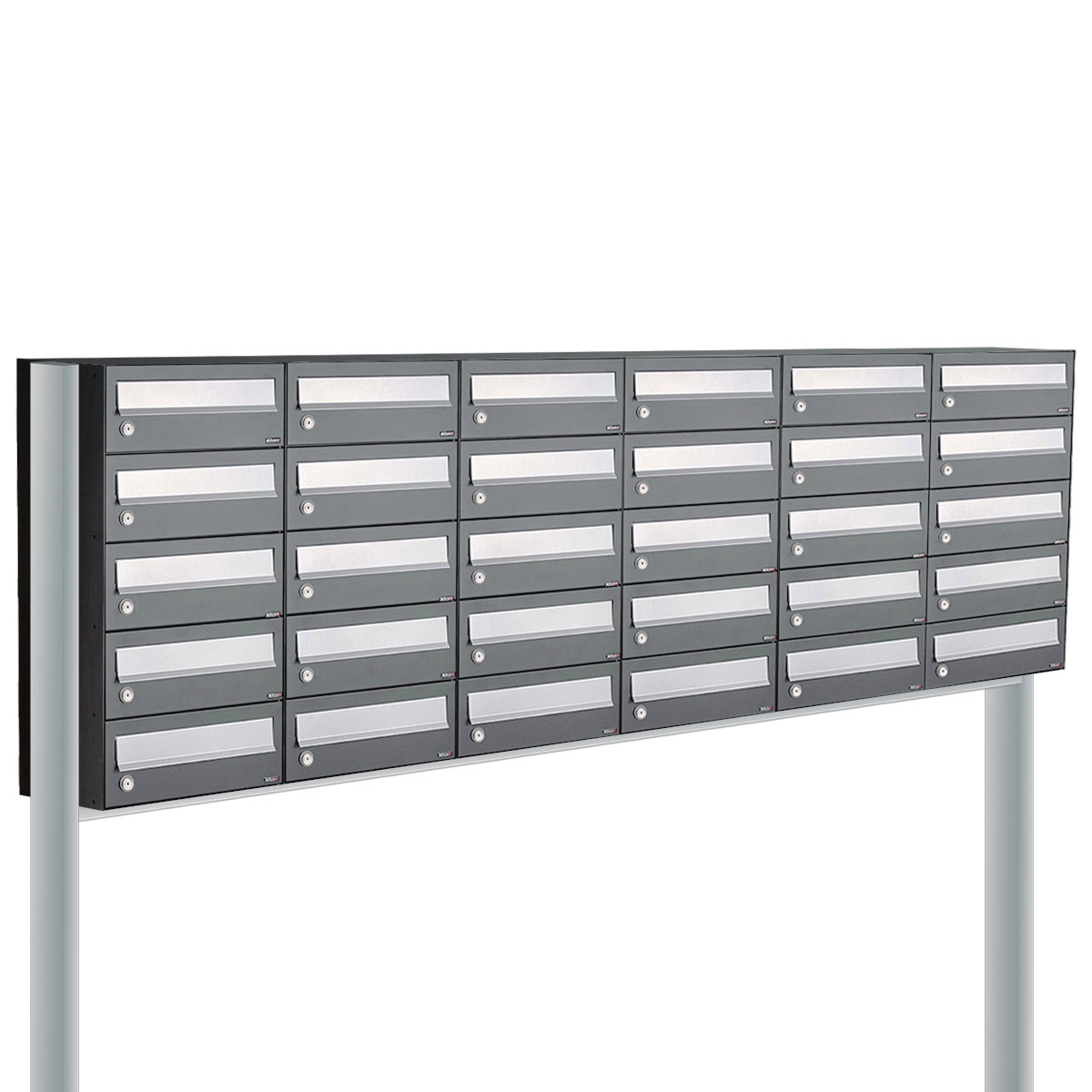 Postkastunit Hive set Antraciet 6-breed x 5-hoog met statief - 40030065_6x5s - Deurbeslag-en-meer.nl