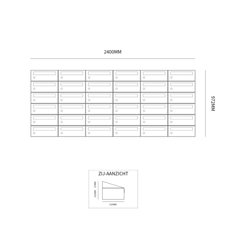 Postkastunit Hive set Antraciet 6-breed x 6-hoog - 40030065_6x6 - Deurbeslag-en-meer.nl