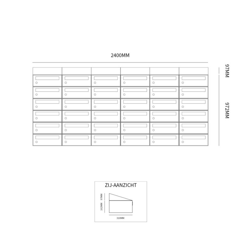 Postkastunit Hive set Antraciet 6-breed x 6-hoog met dak - 40030065_6x6d - Deurbeslag-en-meer.nl