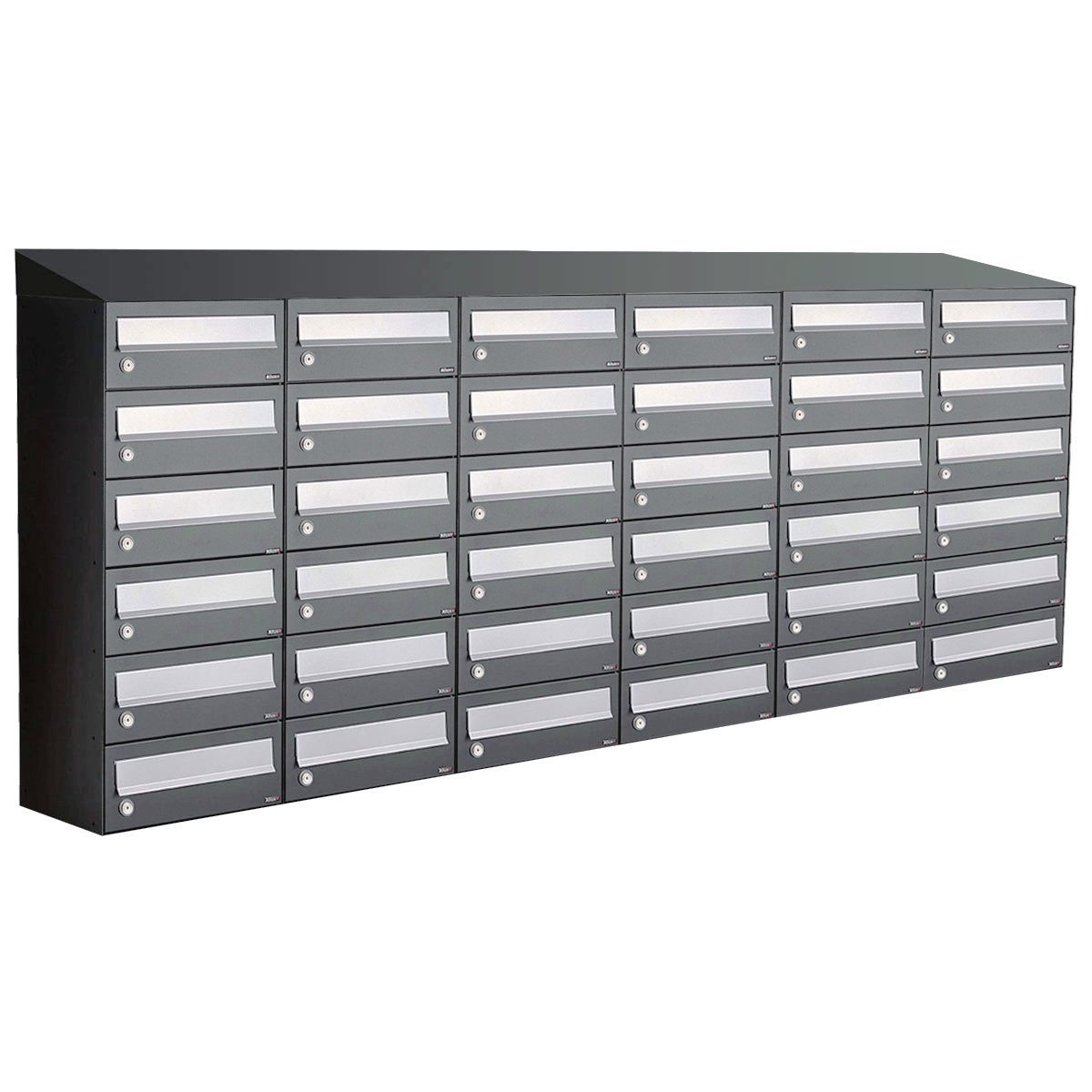 Postkastunit Hive set Antraciet 6-breed x 6-hoog met dak - 40030065_6x6d - Deurbeslag-en-meer.nl