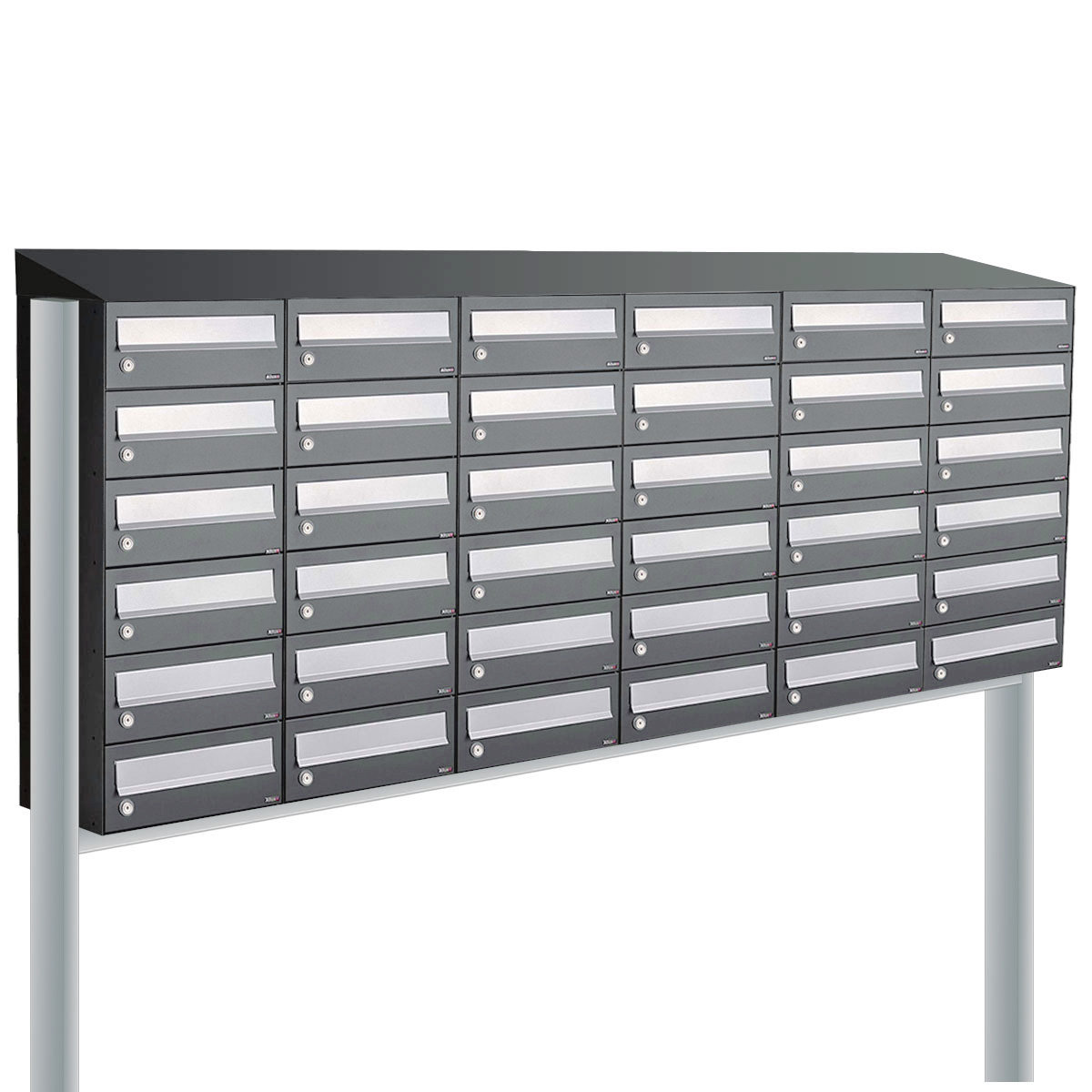 Postkastunit Hive set Antraciet 6-breed x 6-hoog met dak en statief - 40030065_6x6ds - Deurbeslag-en-meer.nl