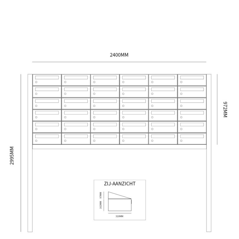 Postkastunit Hive set Antraciet 6-breed x 6-hoog met statief - 400300065_6x6s - Deurbeslag-en-meer.nl