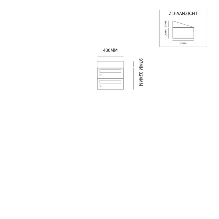 Postkastunit Hive set Zwart 1-breed x 2-hoog met dak - 40030070_1x2d - Deurbeslag-en-meer.nl