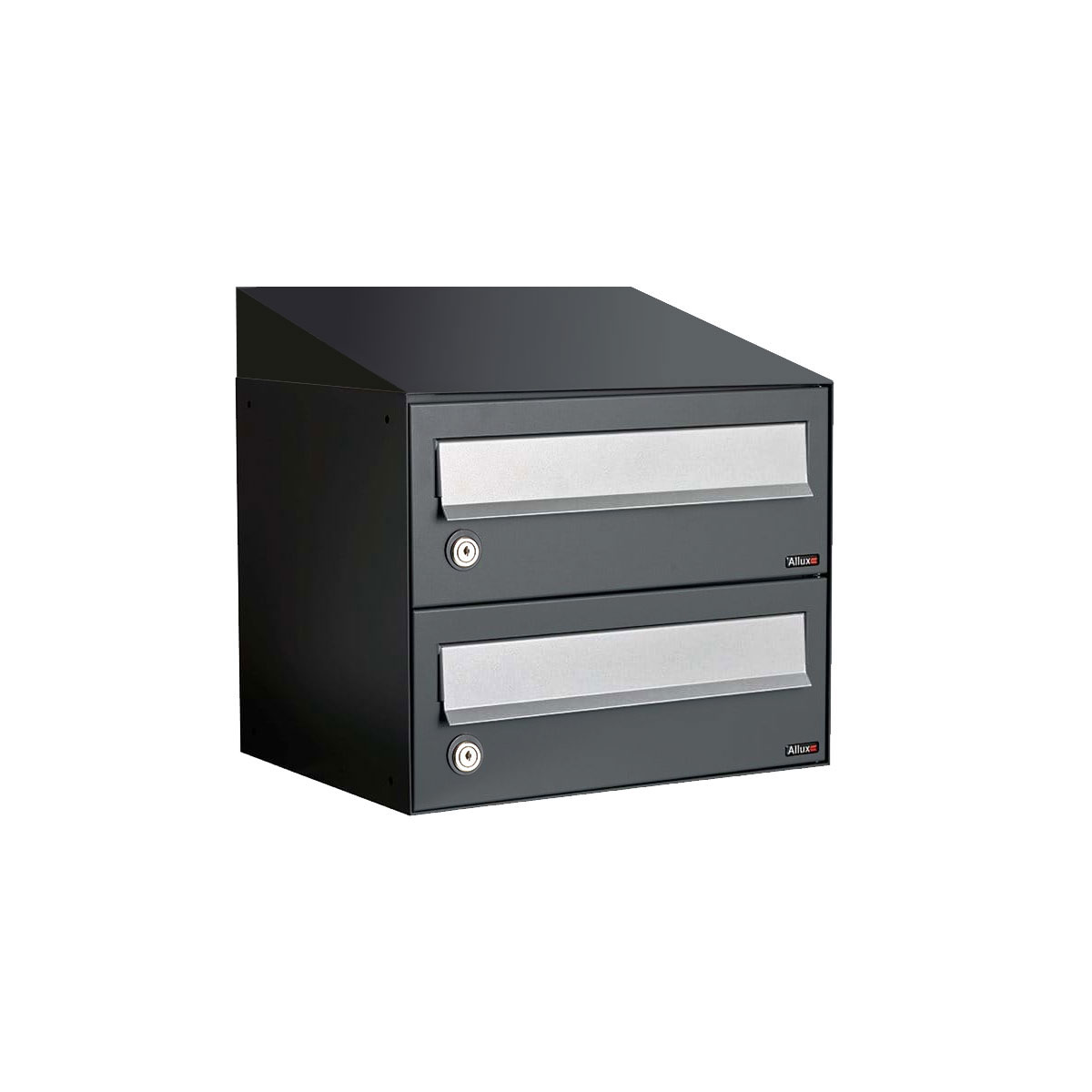 Postkastunit Hive set Zwart 1-breed x 2-hoog met dak - 40030070_1x2d - Deurbeslag-en-meer.nl