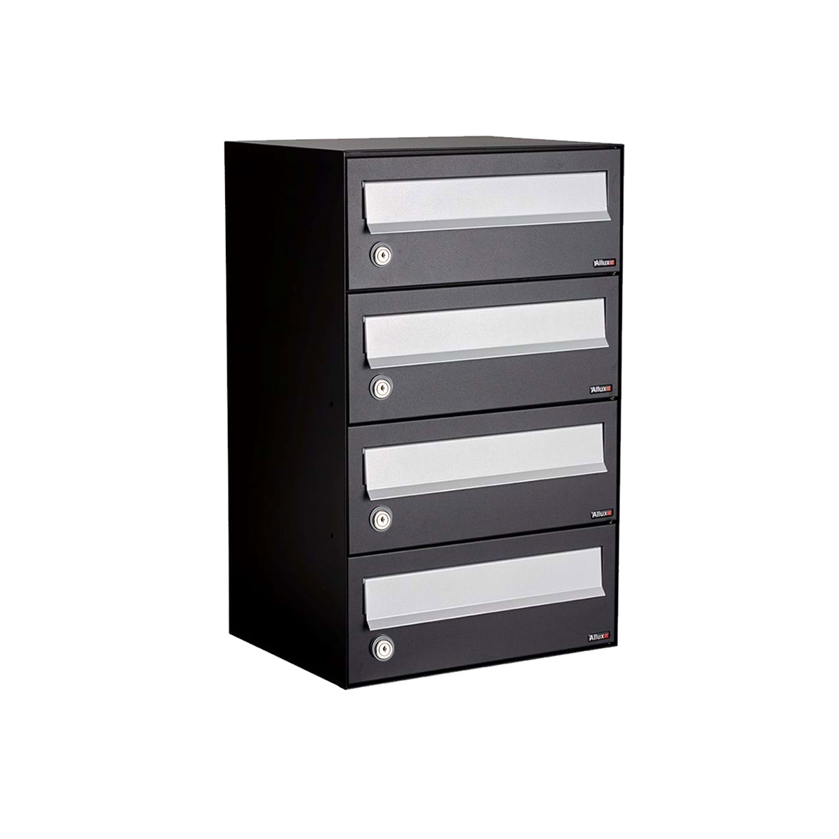 Postkastunit Hive set Zwart 1-breed x 4-hoog - 40030070_1x4 - Deurbeslag-en-meer.nl