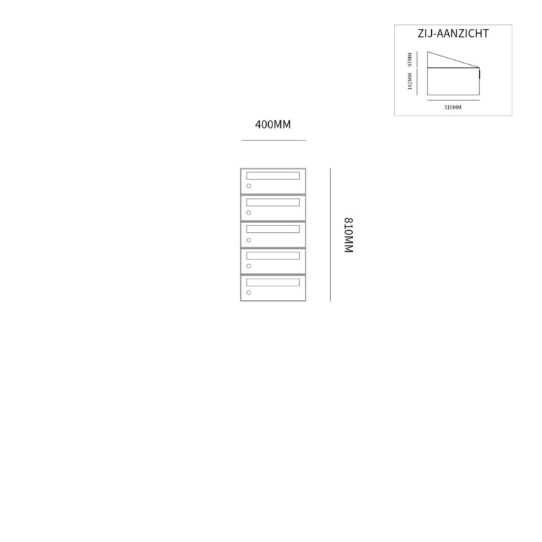 Postkastunit Hive set Zwart 1-breed x 5-hoog - 40030070_1x5 - Deurbeslag-en-meer.nl