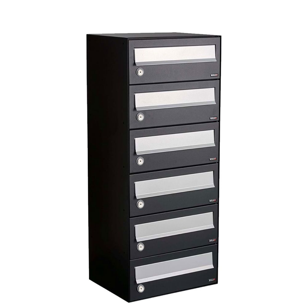 Postkastunit Hive set Zwart 1-breed x 6-hoog - 40030070_1x6d - Deurbeslag-en-meer.nl