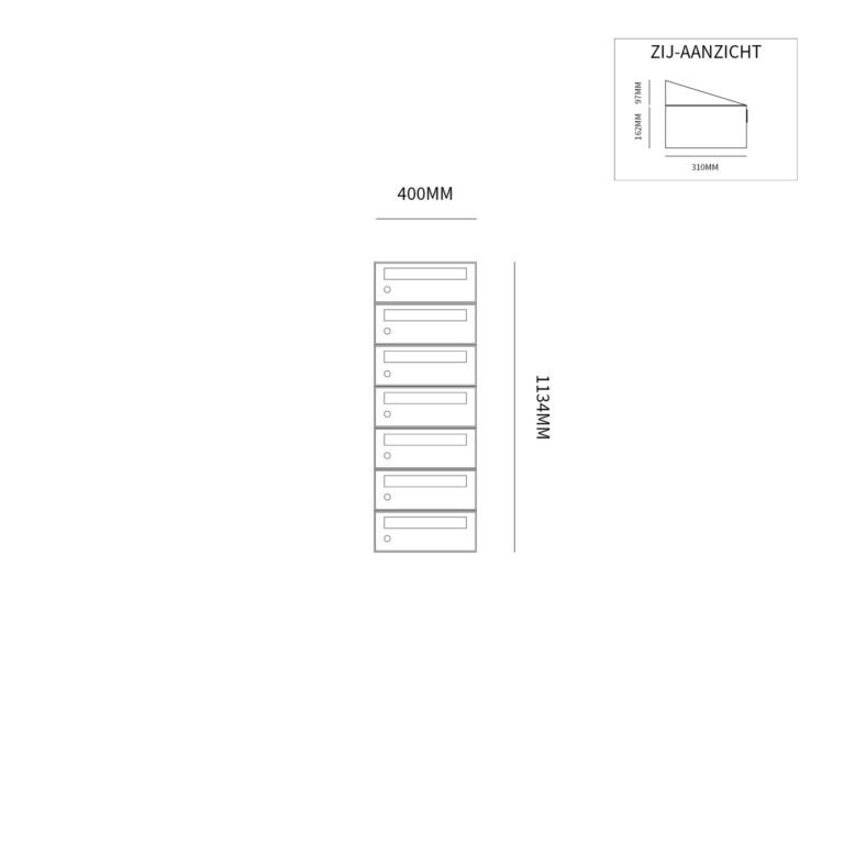 Postkastunit Hive set Zwart 1-breed x 7-hoog - 40030070_1x7 - Deurbeslag-en-meer.nl