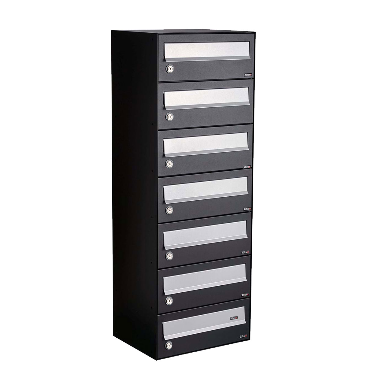 Postkastunit Hive set Zwart 1-breed x 7-hoog - 40030070_1x7 - Deurbeslag-en-meer.nl