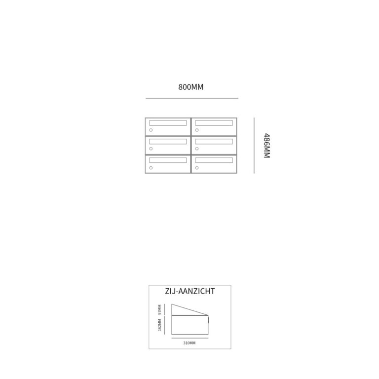 Postkastunit Hive set Zwart 2-breed x 3-hoog - 40030070_2x3 - Deurbeslag-en-meer.nl