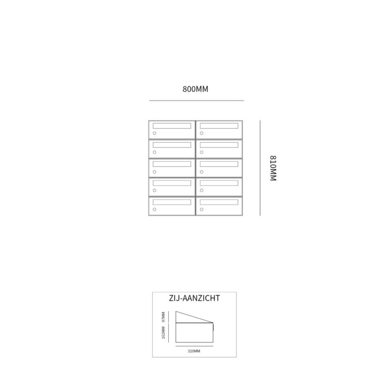 Postkastunit Hive set Zwart 2-breed x 5-hoog - 40030070_2x5 - Deurbeslag-en-meer.nl