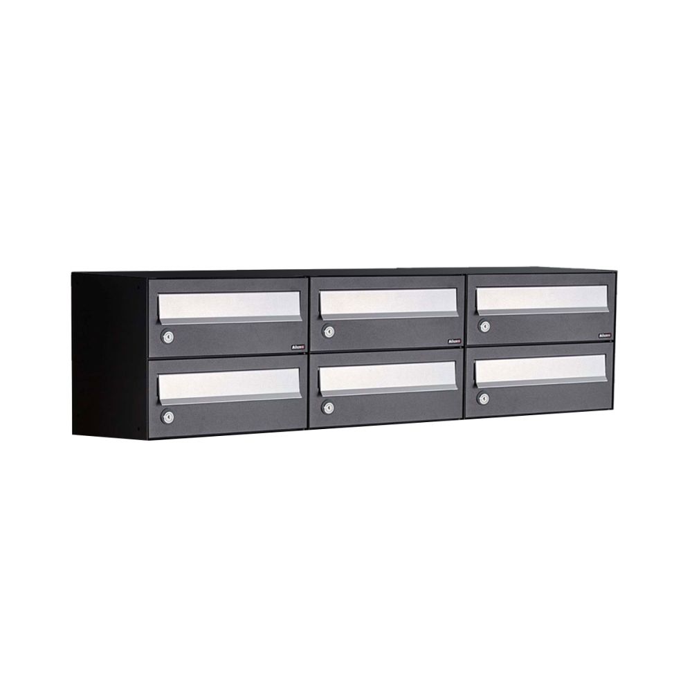 Postkastunit Hive set Zwart 3-breed x 2-hoog - 40030070_3x2 - Deurbeslag-en-meer.nl