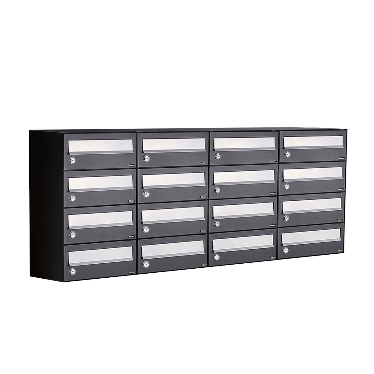 Postkastunit Hive set Zwart 4-breed x 4-hoog - 40030070_4x4 - Deurbeslag-en-meer.nl