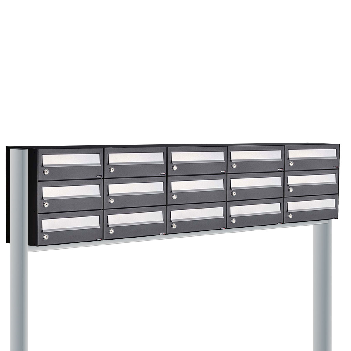 Postkastunit Hive set Zwart 5-breed x 3-hoog met statief - 40030070_5x3s - Deurbeslag-en-meer.nl