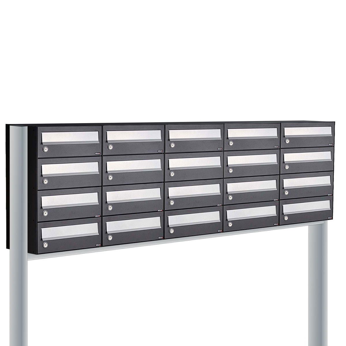 Postkastunit Hive set Zwart 5-breed x 4-hoog met statief - 40030070_5x4s - Deurbeslag-en-meer.nl