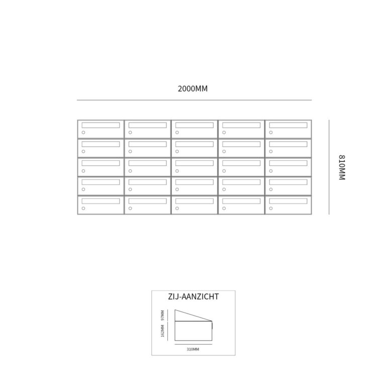 Postkastunit Hive set Zwart 5-breed x 5-hoog - 40030070_5x5 - Deurbeslag-en-meer.nl