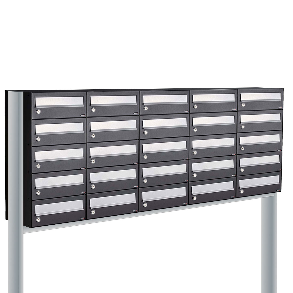 Postkastunit Hive set Zwart 5-breed x 5-hoog met statief - 40030070_5x5s - Deurbeslag-en-meer.nl