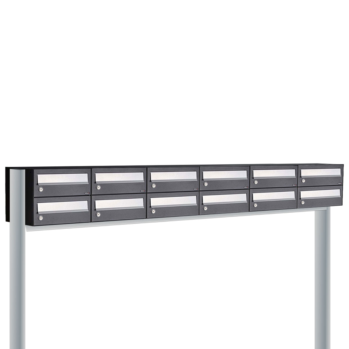 Postkastunit Hive set Zwart 6-breed x 2-hoog met statief - 40030070_6x2s - Deurbeslag-en-meer.nl