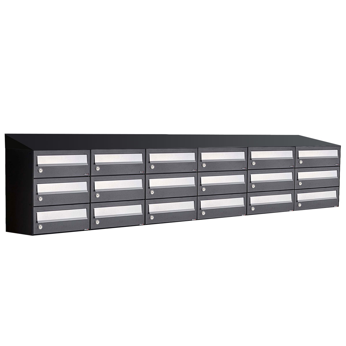 Postkastunit Hive set Zwart 6-breed x 3-hoog met dak - 40030070_6x3d - Deurbeslag-en-meer.nl