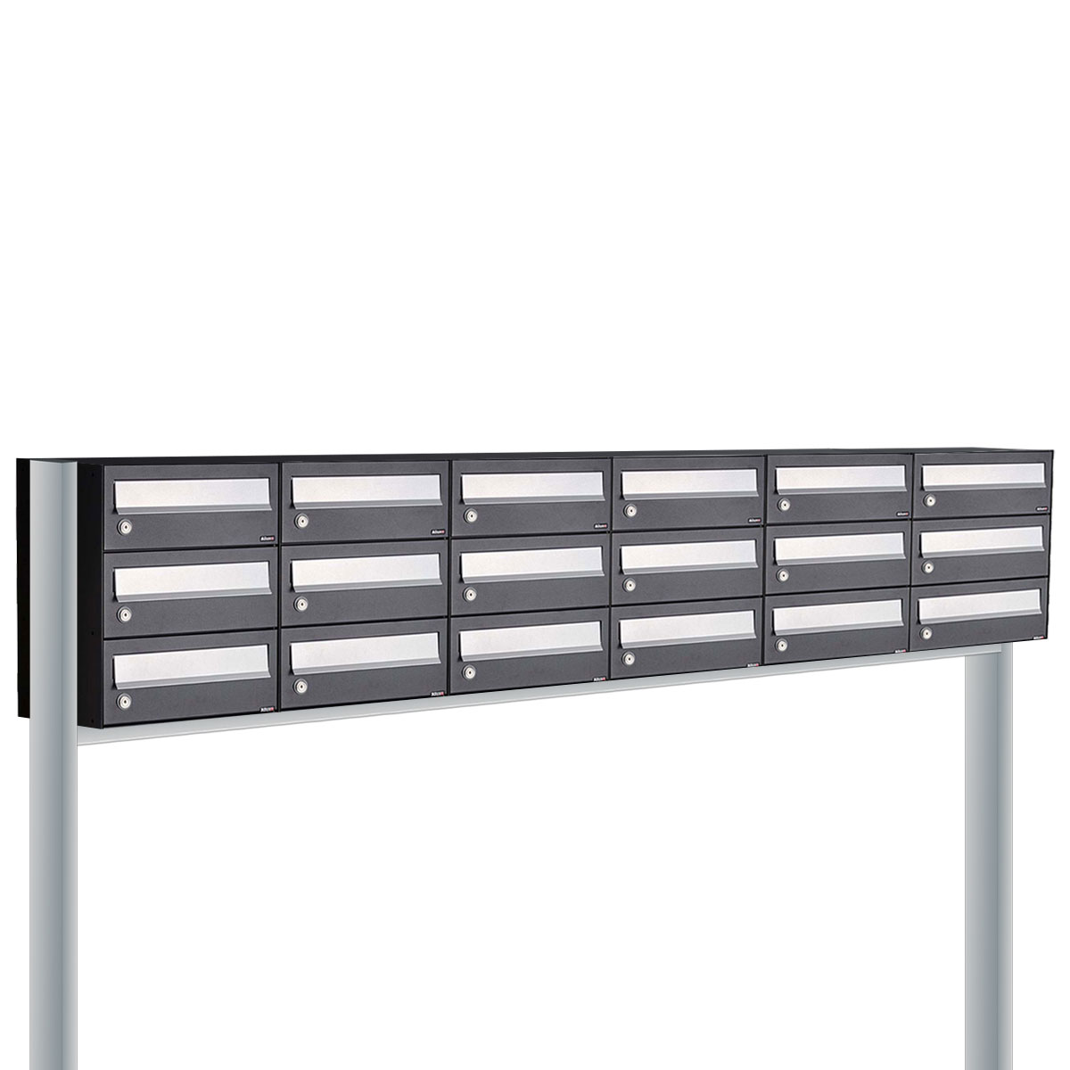 Postkastunit Hive set Zwart 6-breed x 3-hoog met statief - 40030070_6x3s - Deurbeslag-en-meer.nl