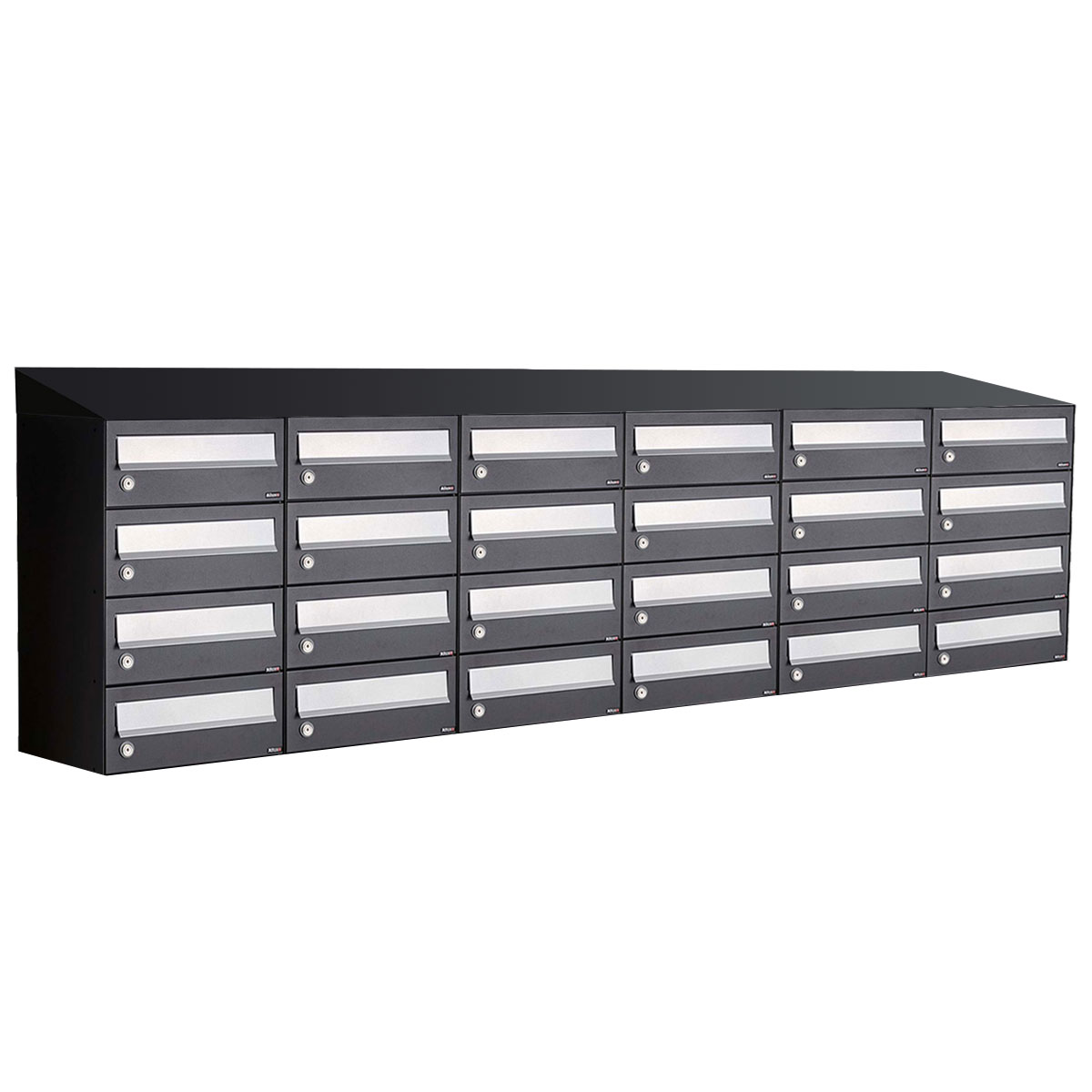 Postkastunit Hive set Zwart 6-breed x 4-hoog met dak - 40030070_6x4d - Deurbeslag-en-meer.nl