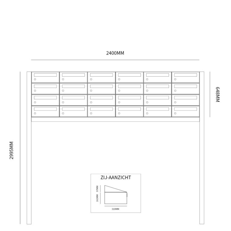 Postkastunit Hive set Zwart 6-breed x 4-hoog met statief - 40030070_6x4s - Deurbeslag-en-meer.nl