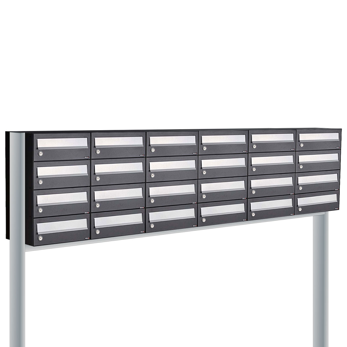 Postkastunit Hive set Zwart 6-breed x 4-hoog met statief - 40030070_6x4s - Deurbeslag-en-meer.nl