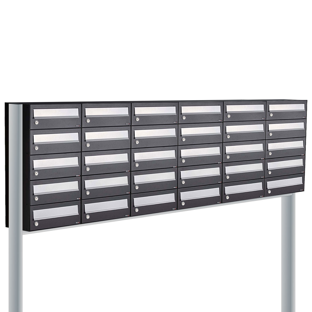 Postkastunit Hive set Zwart 6-breed x 5-hoog met statief - 40030070_6x5s - Deurbeslag-en-meer.nl