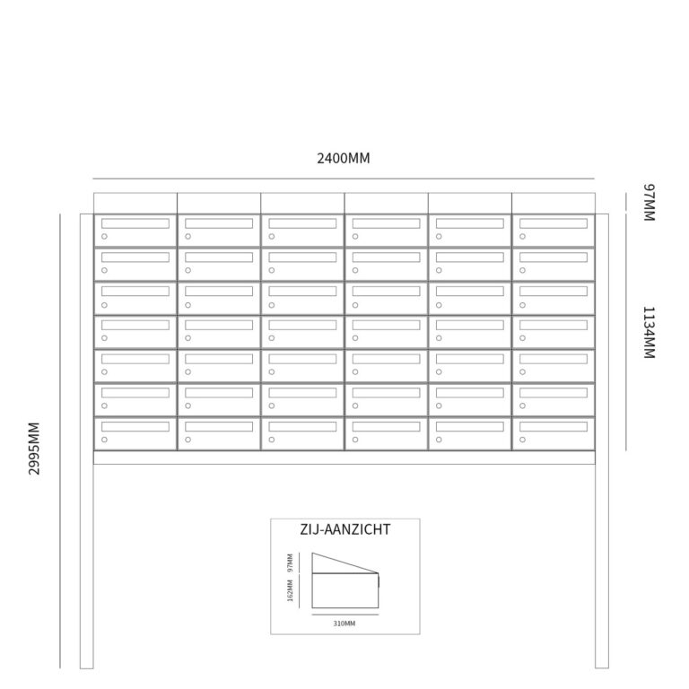 Postkastunit Hive set Zwart 6-breed x 7-hoog met dak en statief - 40030070_6x7ds - Deurbeslag-en-meer.nl