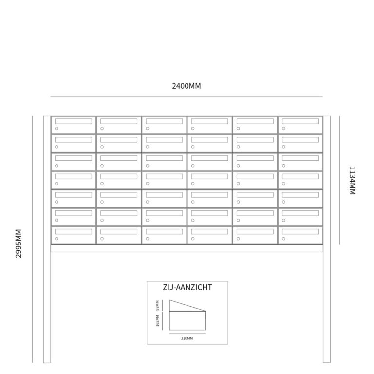 Postkastunit Hive set Zwart 6-breed x 7-hoog met statief - 40030070_6x7s - Deurbeslag-en-meer.nl