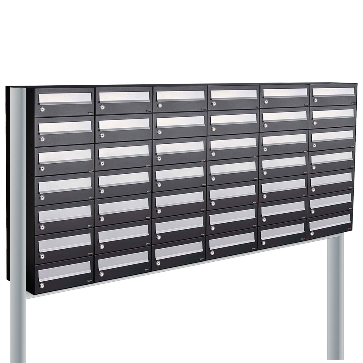 Postkastunit Hive set Zwart 6-breed x 7-hoog met statief - 40030070_6x7s - Deurbeslag-en-meer.nl