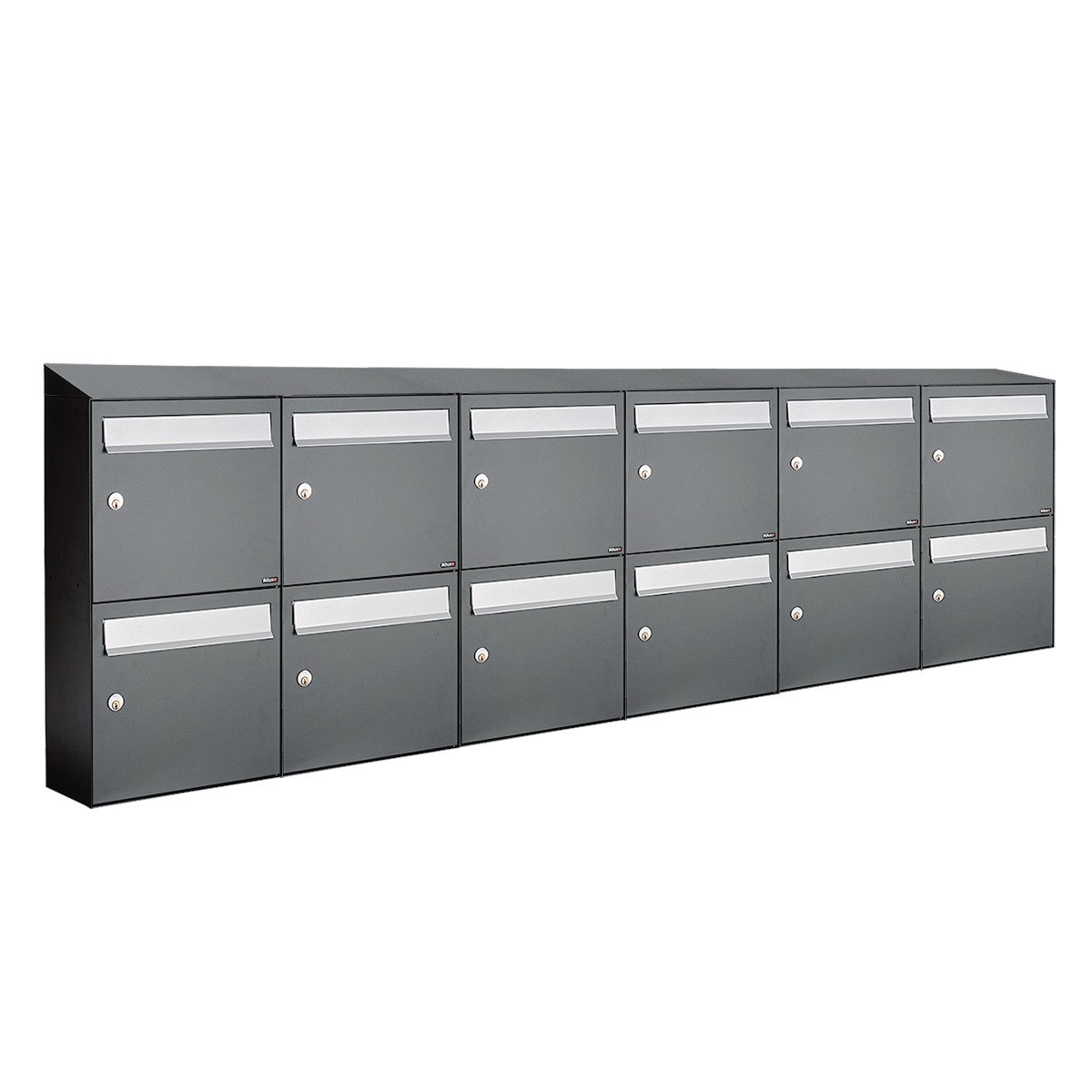 Postkastunit Flow set Antraciet 6-breed x 2-hoog met dak - 40040065_6x2d - Deurbeslag-en-meer.nl