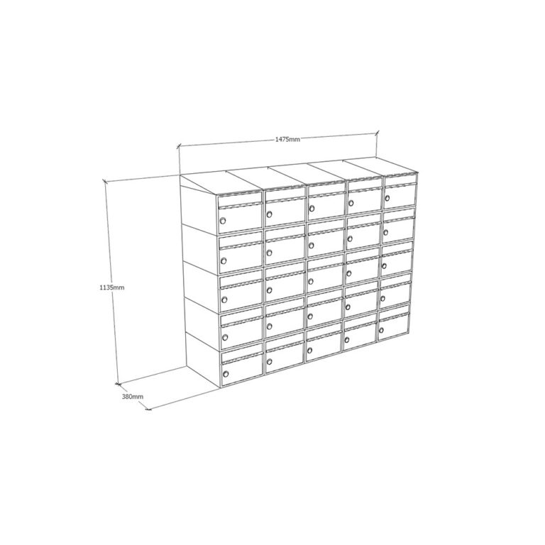 Postkastunit Brickset Antraciet 5-breed x 5-hoog met dak - 40215065_5x5d - Deurbeslag-en-meer.nl