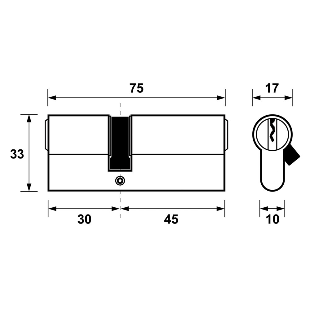 Cilinder VDS Security Zwart 30/45