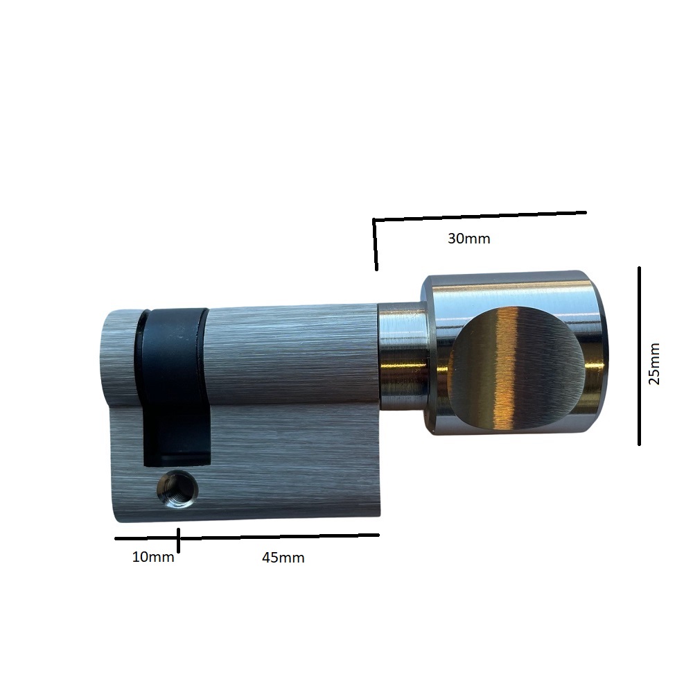 Halve Knopcilinder met ronde draaiknop 0/45 Zwart - Deurbeslag-en-meer.nl