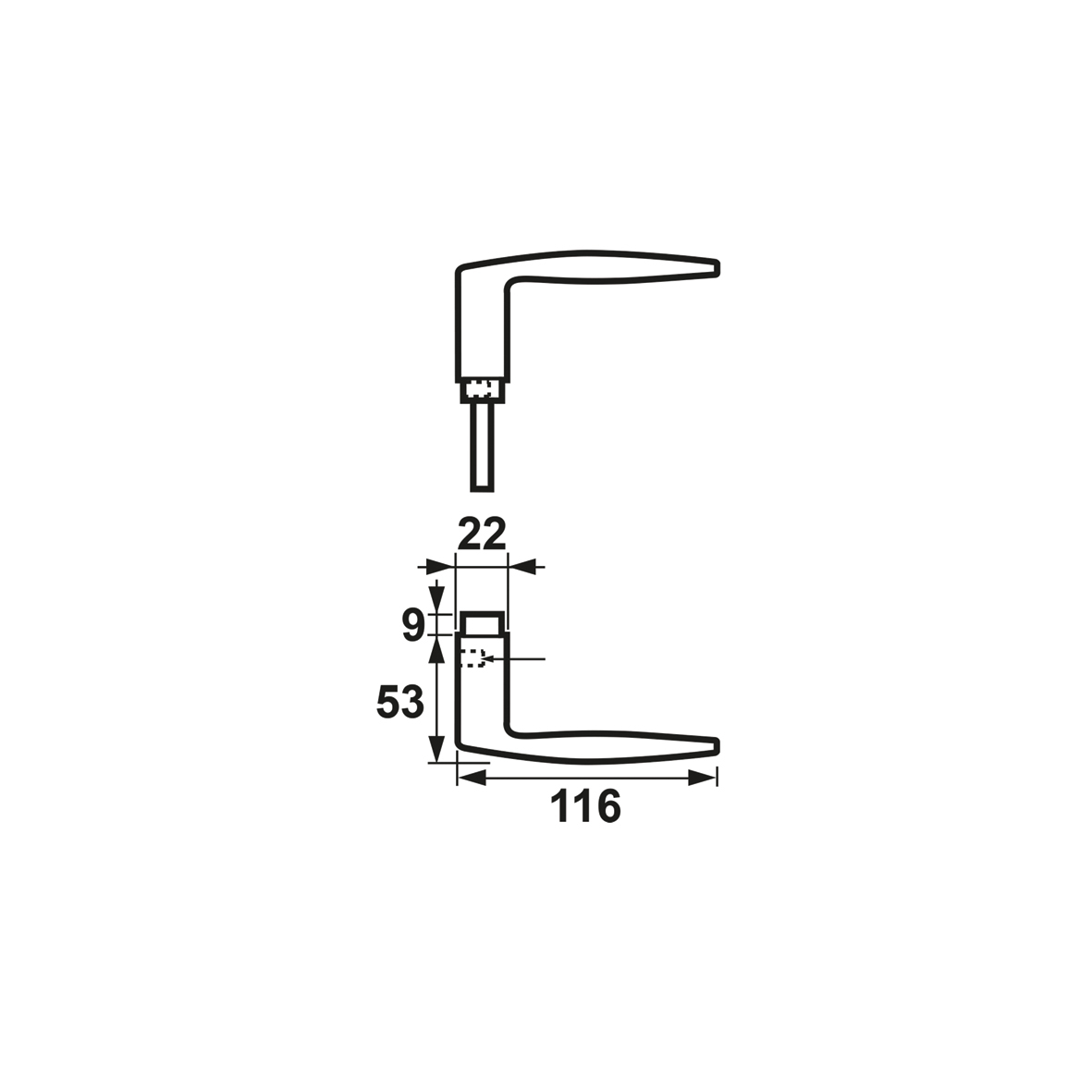 Deurkruk Curve AXA F1 geslepen