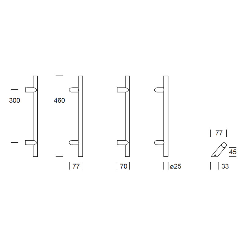 Tek. deurgreep Frankfurt S verkropt RVS geschuurd 25x460mm - 62522572 - Deurbeslag-en-meer.nl