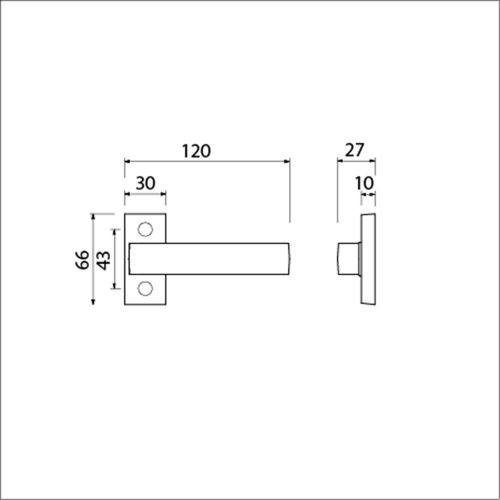 Deurkruk 353 op smalrozet gatdeel voor rolluik/garagedeur