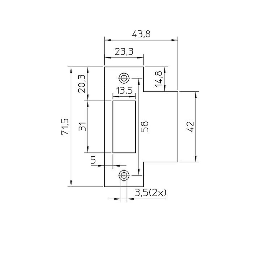 Sluitplaat rechthoek RVS loop 1200-serie P1255/17