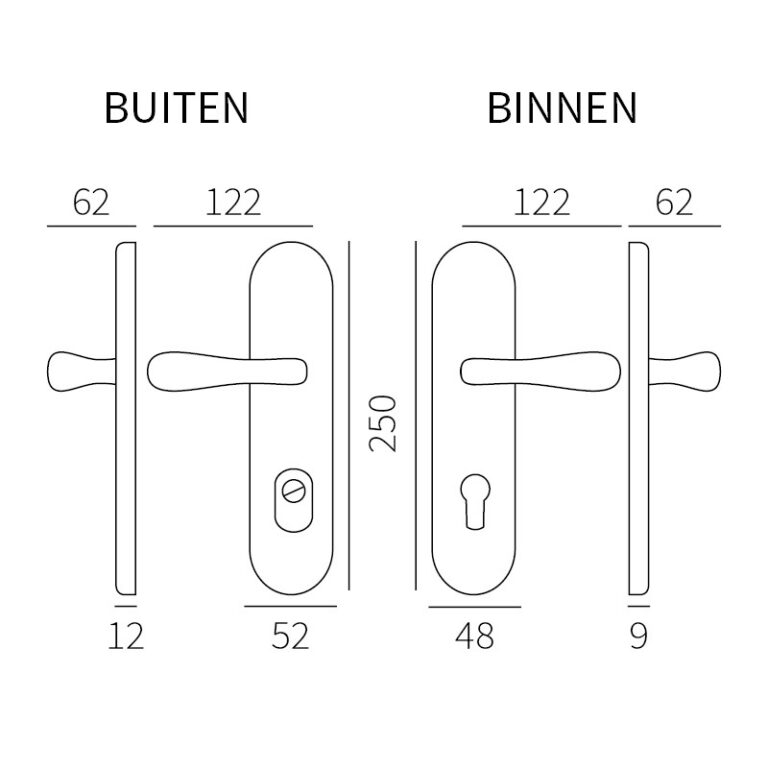 Krukgarnituur met kerntrekbeveiliging Messing PVD PC92-Deurbeslag-en-meer.nl