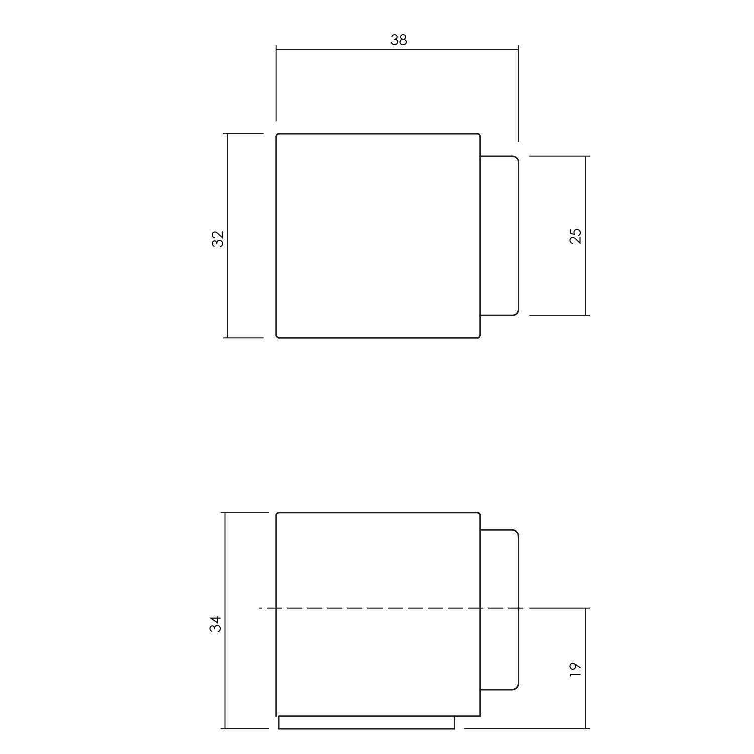 tek. Deurstop Cubo antraciet mat titaan PVD -Intersteel B136SUS -Deurbeslag-en-meer.nl