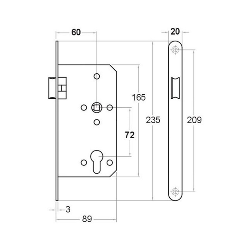 Magneetslot loop 235x20mm (600-serie) zwart