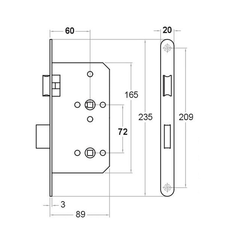 Magneetslot WC 235x20mm (600-serie) zwart