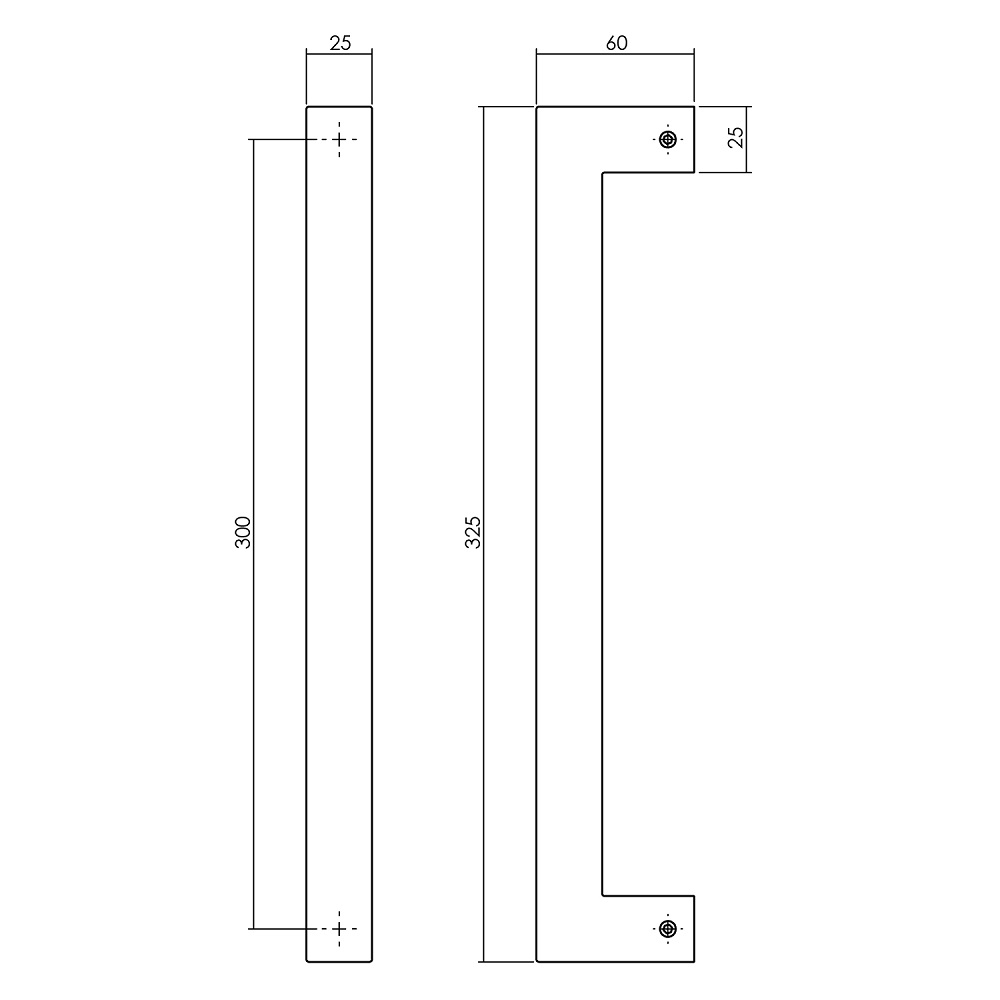 Deurgrepen Vierkant per paar 325x60x25 mm mat zwart