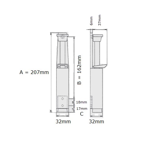 Tek. Deurvastzetter luxe Heavy Duty 60mm zwart - Dulimex 0534.200.0063 - Deurbeslag-en-meer