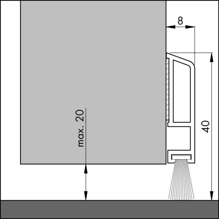 Dorpelprofiel Ellen met borstel PDS-B-ZK 100cm Wit Zelfklevend - Deurbeslag-en-meer.nl