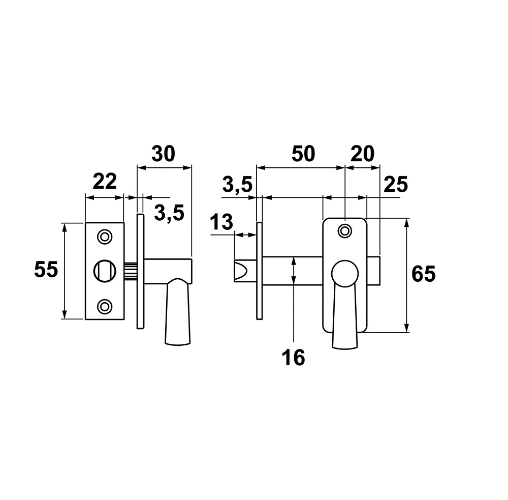 Insteekgrendel Aluminium 50mm incl. sluitplaat zwart